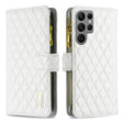 For Samsung Galaxy S25 Ultra 5G Diamond Lattice Zipper Wallet Leather Flip Phone Case(White) - Galaxy S25 Ultra 5G Cases by PMC TechLife | Online Shopping South Africa | PMC TechLife | Buy Now Pay Later Mobicred