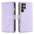 For Samsung Galaxy S25 Ultra 5G Diamond Lattice Zipper Wallet Leather Flip Phone Case(Purple) - Galaxy S25 Ultra 5G Cases by PMC TechLife | Online Shopping South Africa | PMC TechLife | Buy Now Pay Later Mobicred