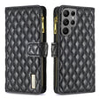 For Samsung Galaxy S25 Ultra 5G Diamond Lattice Zipper Wallet Leather Flip Phone Case(Black) - Galaxy S25 Ultra 5G Cases by PMC TechLife | Online Shopping South Africa | PMC TechLife | Buy Now Pay Later Mobicred