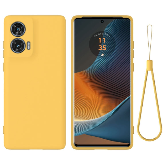 For Motorola Edge 50 Fusion Solid Color Liquid Silicone Dropproof Full Coverage Phone Case(Yellow)