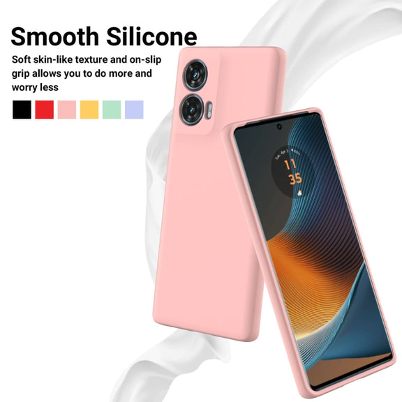 For Motorola Edge 50 Fusion Solid Color Liquid Silicone Dropproof Full Coverage Phone Case(Pink)