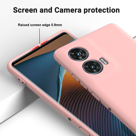 For Motorola Edge 50 Fusion Solid Color Liquid Silicone Dropproof Full Coverage Phone Case(Pink)
