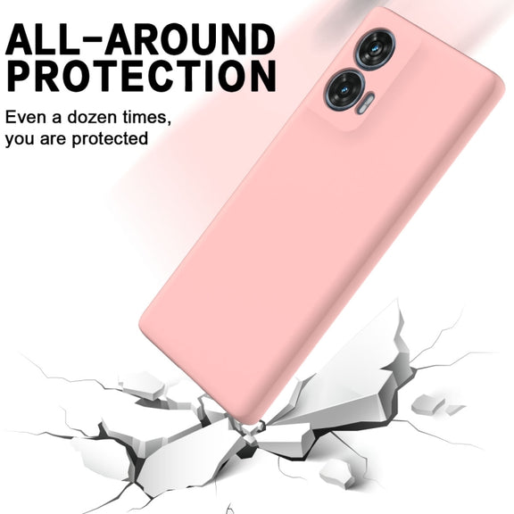 For Motorola Edge 50 Fusion Solid Color Liquid Silicone Dropproof Full Coverage Phone Case(Pink)
