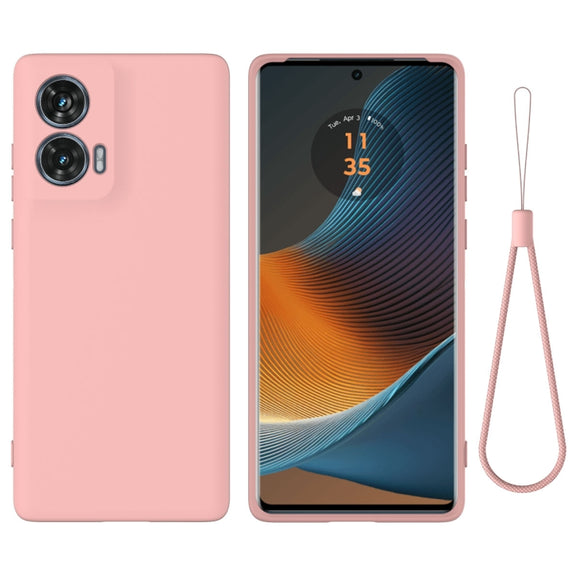 For Motorola Edge 50 Fusion Solid Color Liquid Silicone Dropproof Full Coverage Phone Case(Pink)