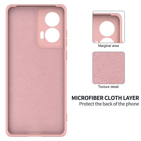 For Motorola Edge 50 Fusion Solid Color Liquid Silicone Dropproof Full Coverage Phone Case(Pink)