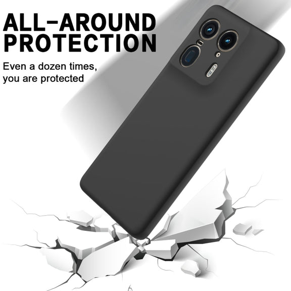 For Motorola Edge 50 Ultra Solid Color Liquid Silicone Dropproof Full Coverage Phone Case(Black)