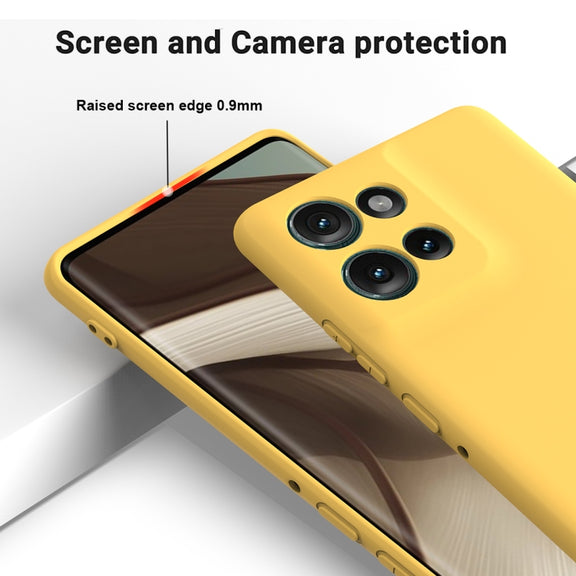 For Motorola Edge 50 Solid Color Liquid Silicone Dropproof Full Coverage Phone Case(Yellow)