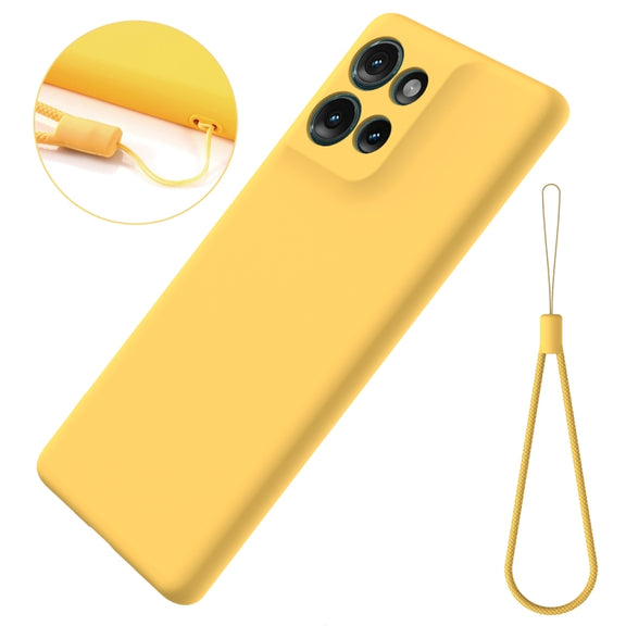 For Motorola Edge 50 Solid Color Liquid Silicone Dropproof Full Coverage Phone Case(Yellow)