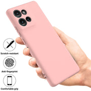 For Motorola Edge 50 Solid Color Liquid Silicone Dropproof Full Coverage Phone Case(Pink)