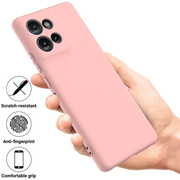For Motorola Edge 50 Solid Color Liquid Silicone Dropproof Full Coverage Phone Case(Pink)