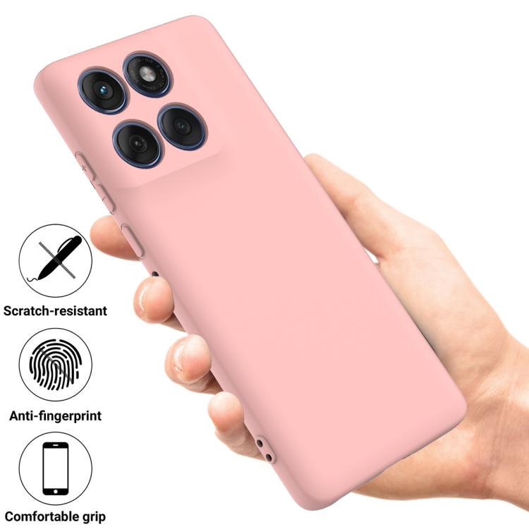 For Motorola Edge 60s Solid Color Liquid Silicone Dropproof Full Coverage Phone Case(Pink)