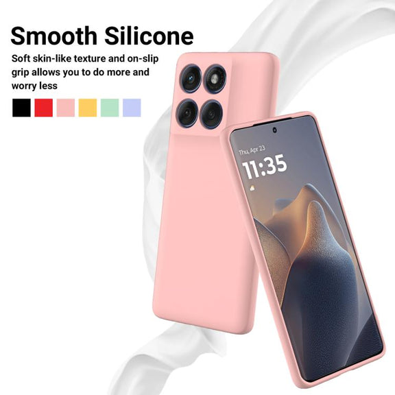 For Motorola Edge 60s Solid Color Liquid Silicone Dropproof Full Coverage Phone Case(Pink)
