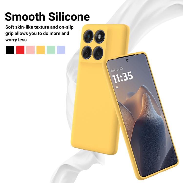 For Motorola Edge 60 Pro Solid Color Liquid Silicone Dropproof Full Coverage Phone Case(Yellow)