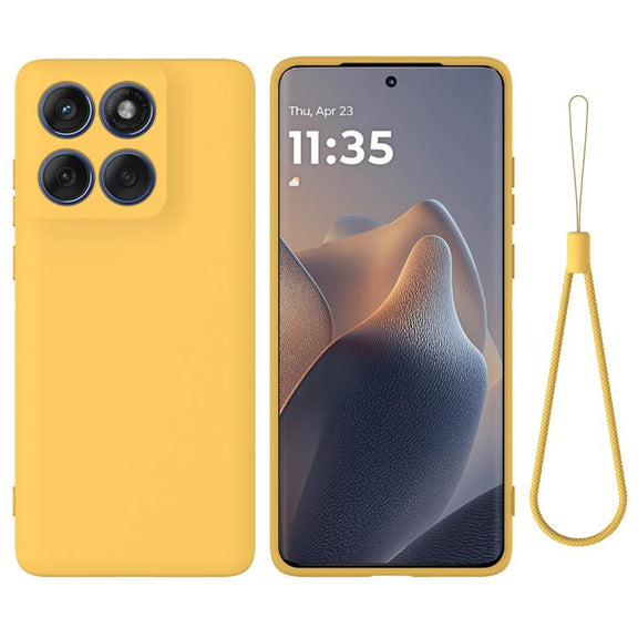 For Motorola Edge 60 Pro Solid Color Liquid Silicone Dropproof Full Coverage Phone Case(Yellow)
