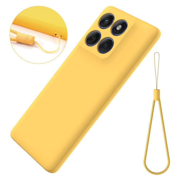 For Motorola Edge 60 Pro Solid Color Liquid Silicone Dropproof Full Coverage Phone Case(Yellow)