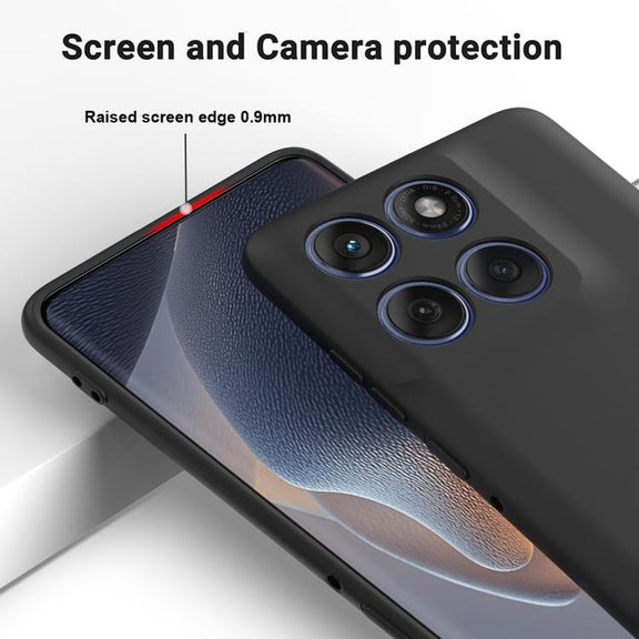 For Motorola Edge 60 Pro Solid Color Liquid Silicone Dropproof Full Coverage Phone Case(Black)