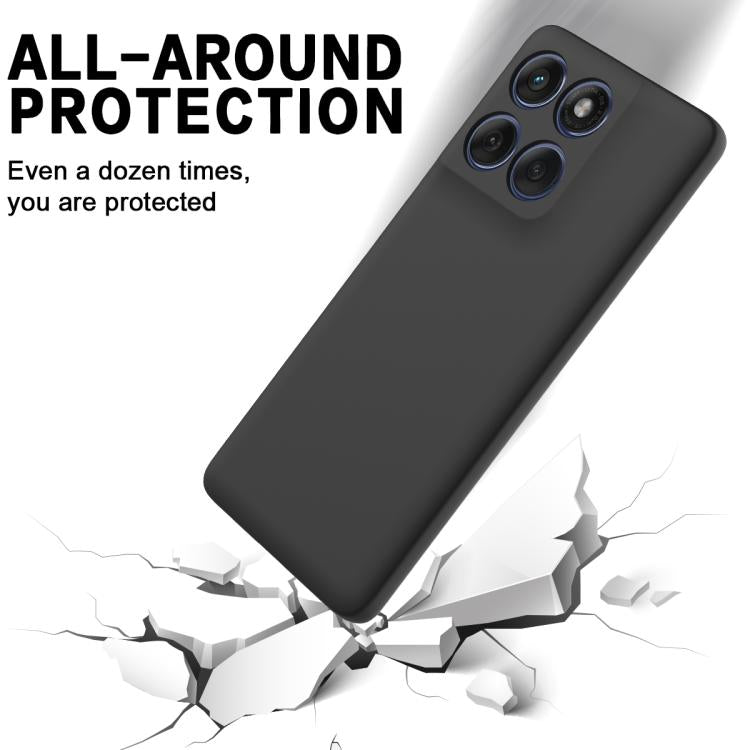 For Motorola Edge 60 Pro Solid Color Liquid Silicone Dropproof Full Coverage Phone Case(Black)