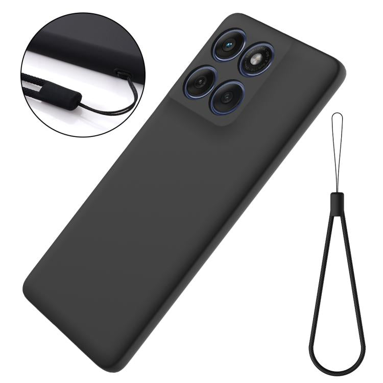 For Motorola Edge 60 Pro Solid Color Liquid Silicone Dropproof Full Coverage Phone Case(Black)