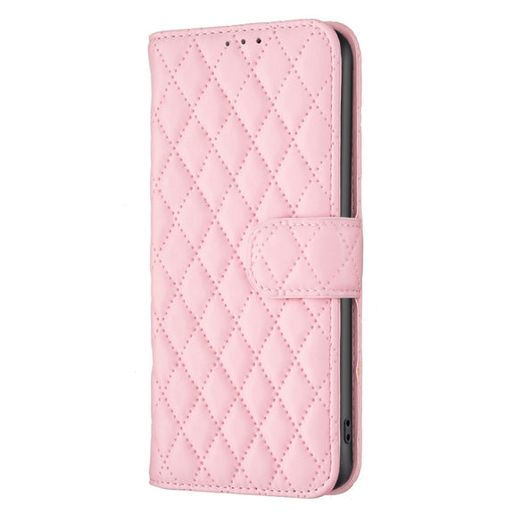 For Samsung Galaxy S25 Ultra 5G Diamond Lattice Wallet Flip Leather Phone Case(Pink)