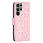 For Samsung Galaxy S25 Ultra 5G Diamond Lattice Wallet Flip Leather Phone Case(Pink)