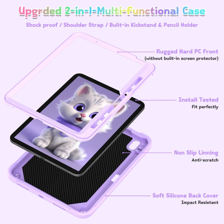For iPad Air 11 2025 / 2024 Cat Holder Silicone Hybrid PC Tablet Case with Strap(Purple) - iPad Air 11 2025 / 2024 Cases by PMC TechLife | Online Shopping South Africa | PMC TechLife | Buy Now Pay Later Mobicred