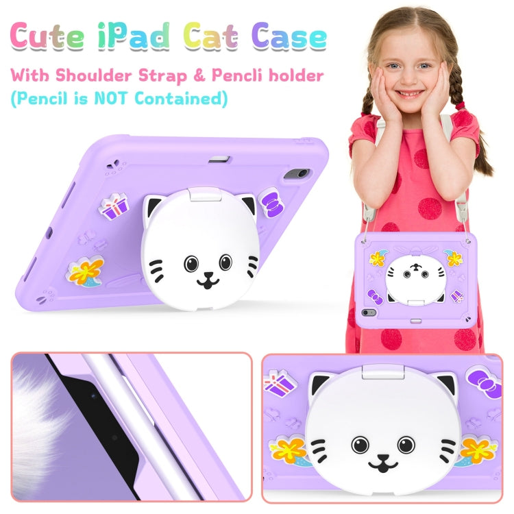 For iPad Air 11 2025 / 2024 Cat Holder Silicone Hybrid PC Tablet Case with Strap(Purple) - iPad Air 11 2025 / 2024 Cases by PMC TechLife | Online Shopping South Africa | PMC TechLife | Buy Now Pay Later Mobicred