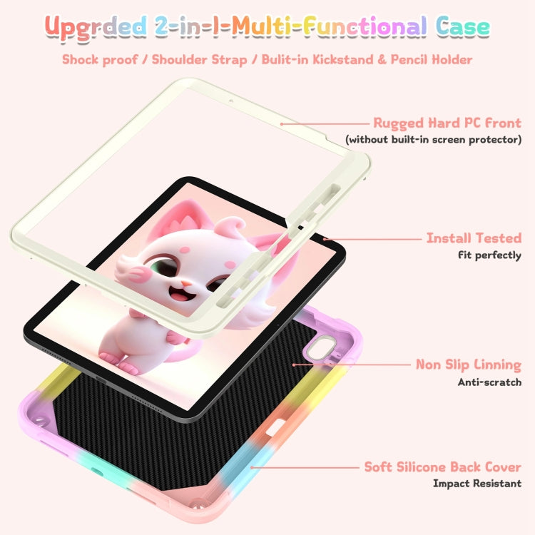 For iPad Air 11 2025 / 2024 Cat Holder Silicone Hybrid PC Tablet Case with Strap(Colorful Rose Gold) - iPad Air 11 2025 / 2024 Cases by PMC TechLife | Online Shopping South Africa | PMC TechLife | Buy Now Pay Later Mobicred