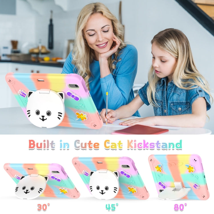 For iPad Air 11 2025 / 2024 Cat Holder Silicone Hybrid PC Tablet Case with Strap(Colorful Rose Gold) - iPad Air 11 2025 / 2024 Cases by PMC TechLife | Online Shopping South Africa | PMC TechLife | Buy Now Pay Later Mobicred