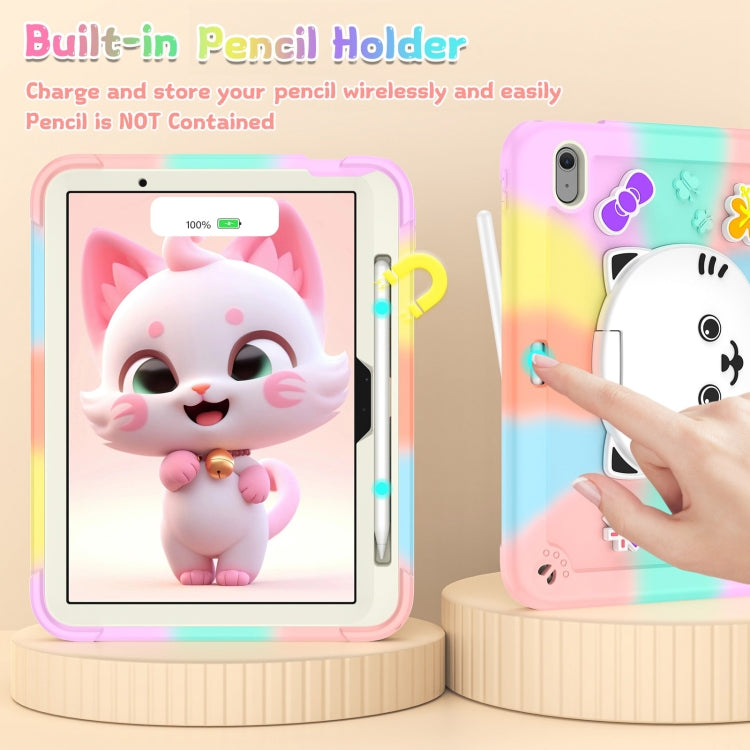 For iPad Air 11 2025 / 2024 Cat Holder Silicone Hybrid PC Tablet Case with Strap(Colorful Rose Gold) - iPad Air 11 2025 / 2024 Cases by PMC TechLife | Online Shopping South Africa | PMC TechLife | Buy Now Pay Later Mobicred
