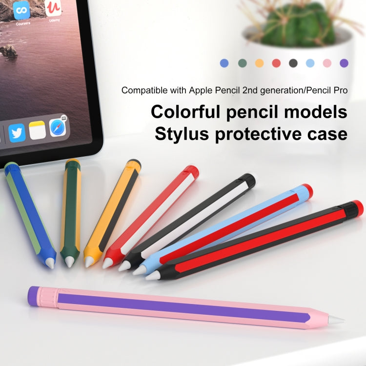 For Apple Pencil 2 / Pencil Pro Colorful Pencil Style Stylus Silicone Protective Case(Black Red) - Pencil Accessories by PMC Jewellery | Online Shopping South Africa | PMC Jewellery | Buy Now Pay Later Mobicred