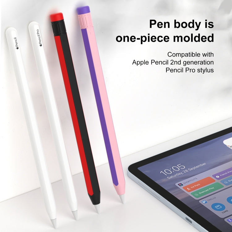 For Apple Pencil 2 / Pencil Pro Colorful Pencil Style Stylus Silicone Protective Case(Black White)