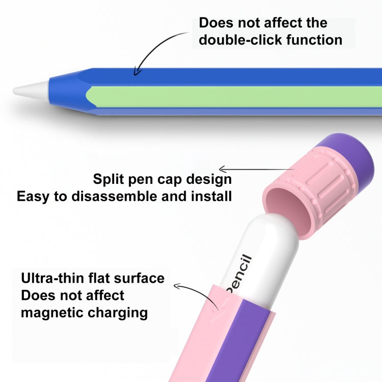 For Apple Pencil 2 / Pencil Pro Colorful Pencil Style Stylus Silicone Protective Case(Black White)