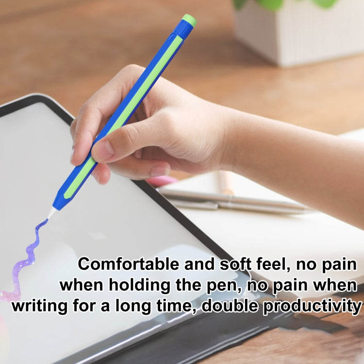 For Apple Pencil 2 / Pencil Pro Colorful Pencil Style Stylus Silicone Protective Case(Sapphire Blue Cyan)