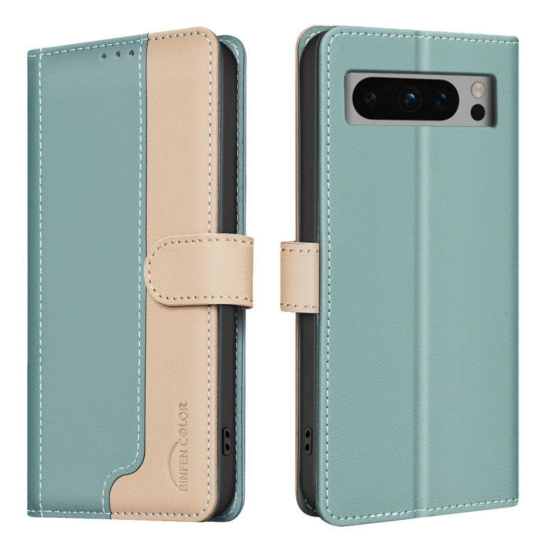 For Google Pixel 9 Pro Color Matching RFID Anti-theft Leather Phone Case(Green) - Google Cases by PMC TechLife | Online Shopping South Africa | PMC TechLife | Buy Now Pay Later Mobicred
