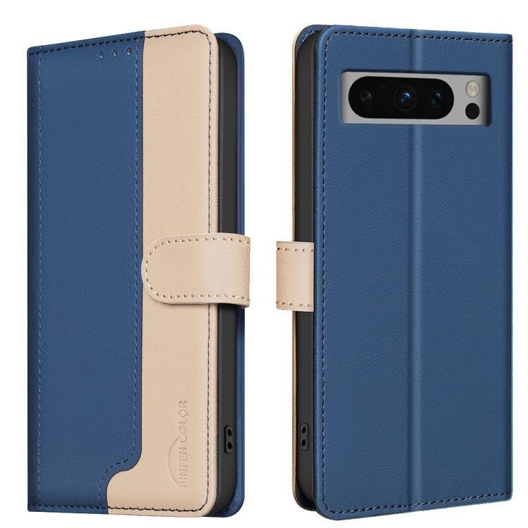 For Google Pixel 9 Pro Color Matching RFID Anti-theft Leather Phone Case(Blue) - Google Cases by PMC TechLife | Online Shopping South Africa | PMC TechLife | Buy Now Pay Later Mobicred