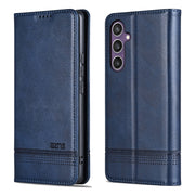 For Samsung Galaxy S24 FE 5G AZNS Magnetic Calf Texture Flip Leather Phone Case(Dark Blue)
