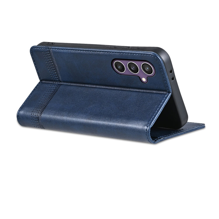 For Samsung Galaxy S24 FE 5G AZNS Magnetic Calf Texture Flip Leather Phone Case(Dark Blue)