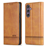 For Samsung Galaxy S24 FE 5G AZNS Magnetic Calf Texture Flip Leather Phone Case(Light Brown)