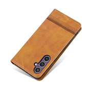 For Samsung Galaxy S24 FE 5G AZNS Magnetic Calf Texture Flip Leather Phone Case(Light Brown)