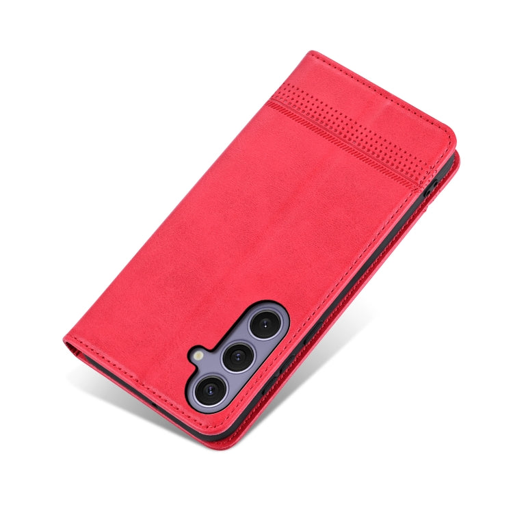 For Samsung Galaxy S25 5G AZNS Magnetic Calf Texture Flip Leather Phone Case(Red) - free shipping - PMC Jewellery - Order now!