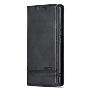 For Samsung Galaxy S25 5G AZNS Magnetic Calf Texture Flip Leather Phone Case(Black)