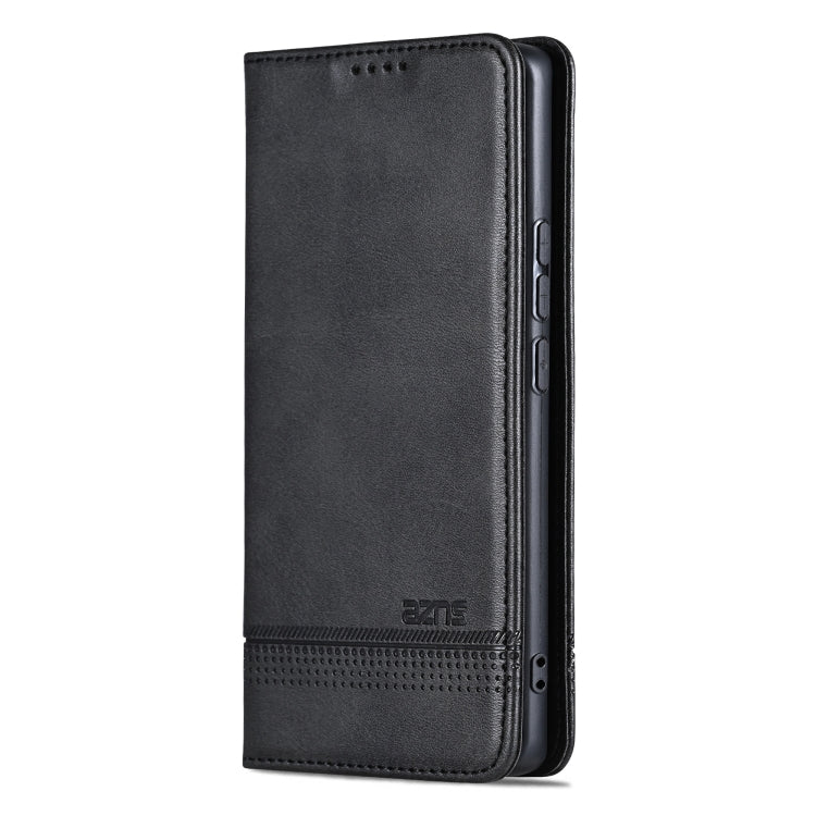 For Samsung Galaxy S25 5G AZNS Magnetic Calf Texture Flip Leather Phone Case(Black)