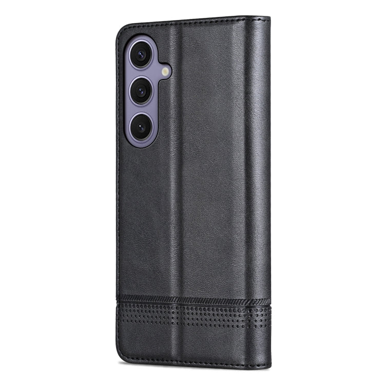 For Samsung Galaxy S25 5G AZNS Magnetic Calf Texture Flip Leather Phone Case(Black)