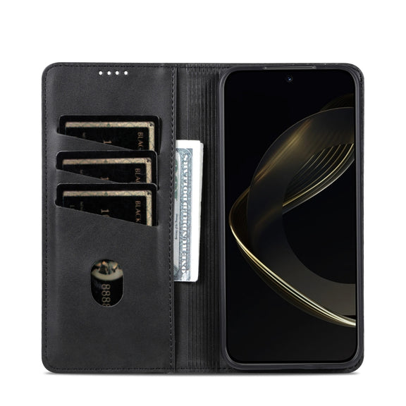 For Samsung Galaxy S25 5G AZNS Magnetic Calf Texture Flip Leather Phone Case(Black)