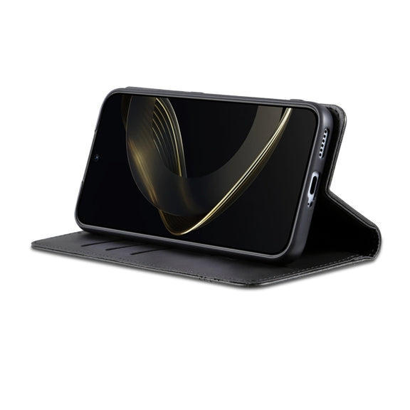 For Samsung Galaxy S25 5G AZNS Magnetic Calf Texture Flip Leather Phone Case(Black)