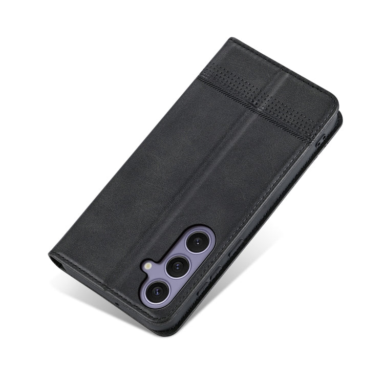 For Samsung Galaxy S25 5G AZNS Magnetic Calf Texture Flip Leather Phone Case(Black)