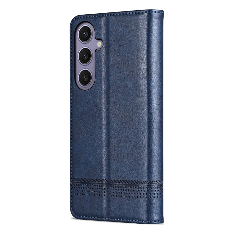 For Samsung Galaxy S25 5G AZNS Magnetic Calf Texture Flip Leather Phone Case(Dark Blue) - free shipping - PMC Jewellery - Order now!