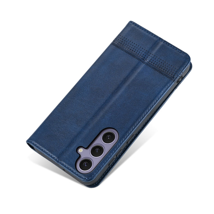 For Samsung Galaxy S25 5G AZNS Magnetic Calf Texture Flip Leather Phone Case(Dark Blue) - free shipping - PMC Jewellery - Order now!