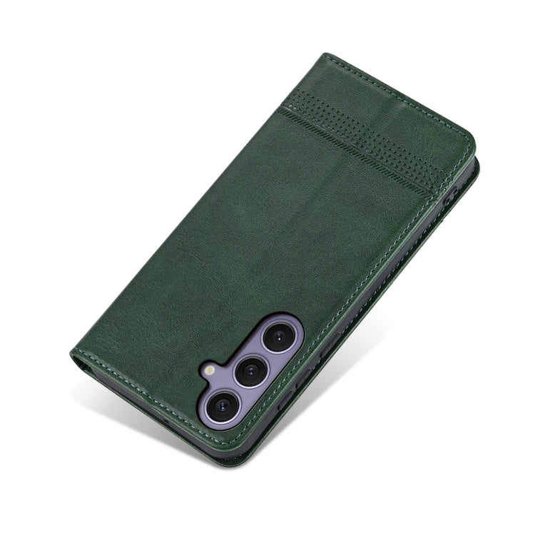 For Samsung Galaxy S25+ 5G AZNS Magnetic Calf Texture Flip Leather Phone Case(Dark Green) - free shipping - PMC Jewellery - Order now!