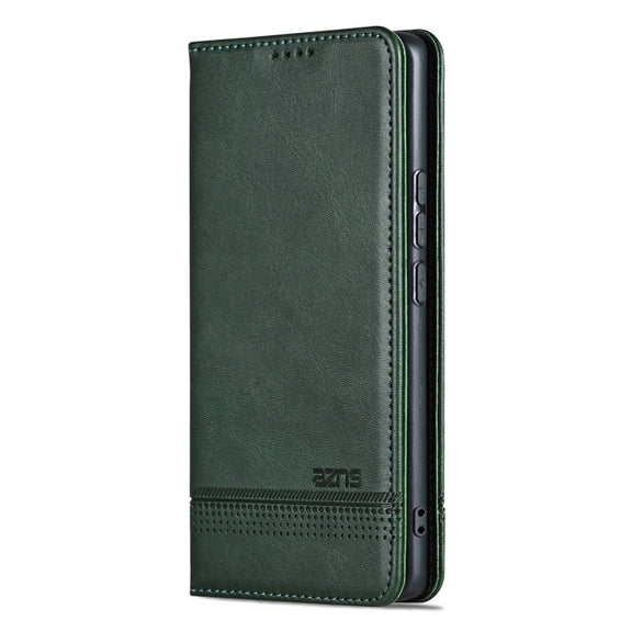 For Samsung Galaxy S25 Ultra 5G AZNS Magnetic Calf Texture Flip Leather Phone Case(Dark Green)